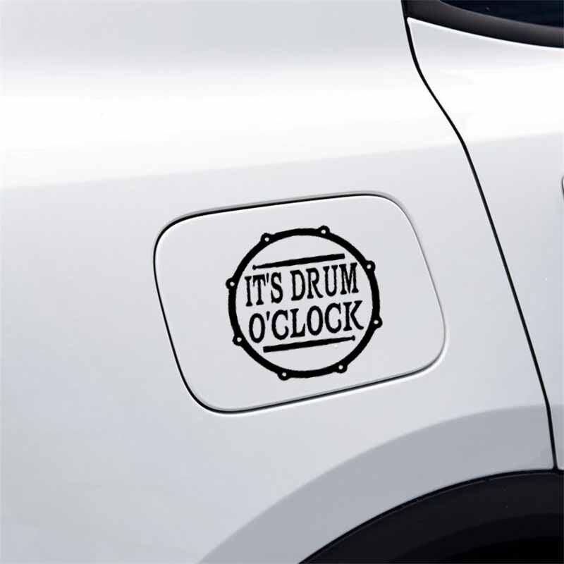 13CM*12.9CM CAR STICKER IT'S DRUM O'CLOCK VINYL DECAL Black/Silver C3-1146