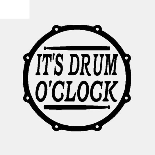 13CM*12.9CM CAR STICKER IT'S DRUM O'CLOCK VINYL DECAL Black/Silver C3-1146