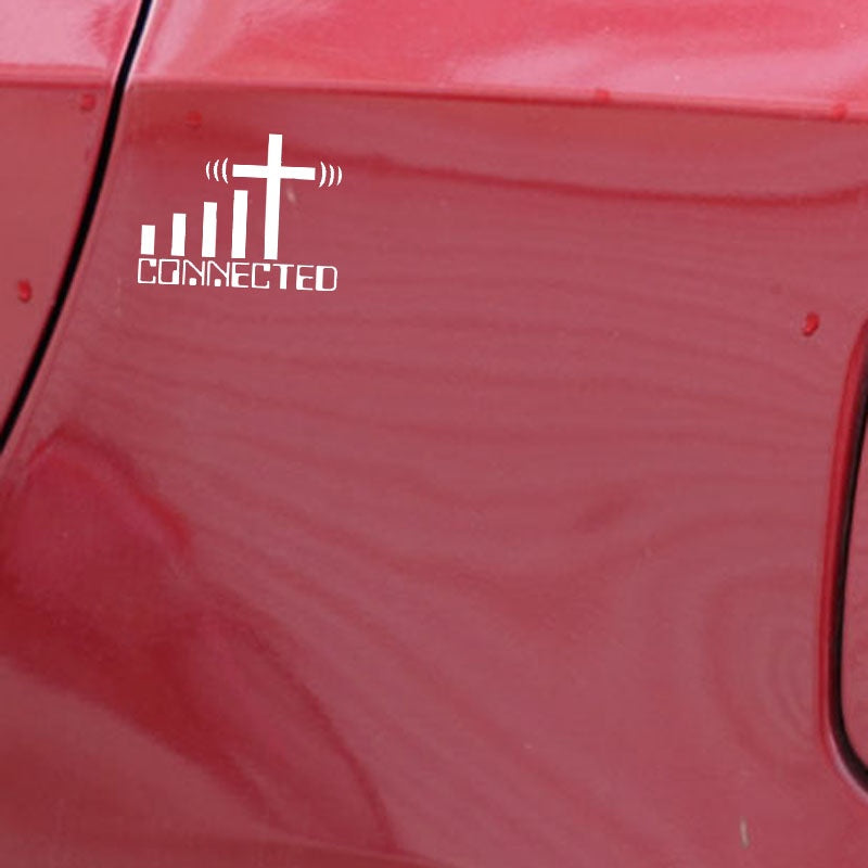 15.2CM*11.7CM CONNECTED Cross WiFi Christian Car Sticker Vinyl Decal Black/Silver C3-1467