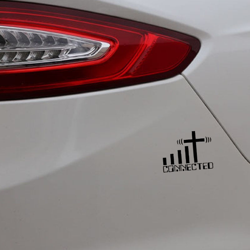 15.2CM*11.7CM CONNECTED Cross WiFi Christian Car Sticker Vinyl Decal Black/Silver C3-1467