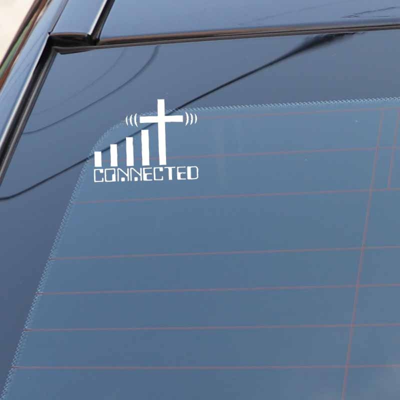 15.2CM*11.7CM CONNECTED Cross WiFi Christian Car Sticker Vinyl Decal Black/Silver C3-1467