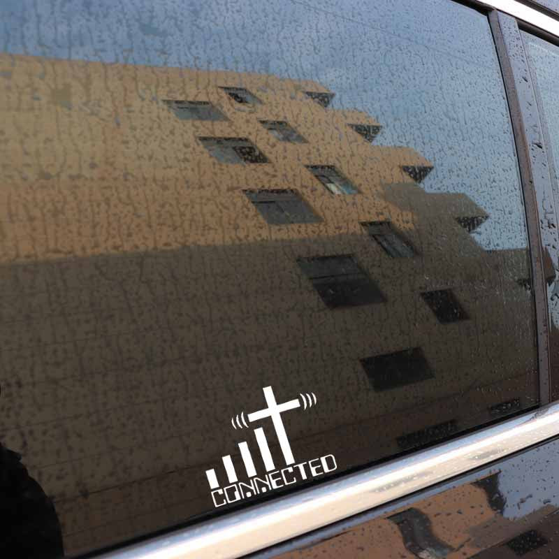 15.2CM*11.7CM CONNECTED Cross WiFi Christian Car Sticker Vinyl Decal Black/Silver C3-1467