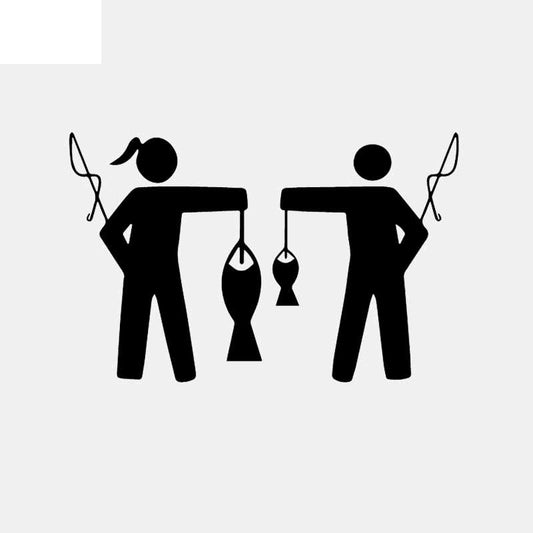 15.9CM*10.2CM Vinyl Car Sticker Fish Girl And Guy Fishing Decal Black/Silver C24-0943