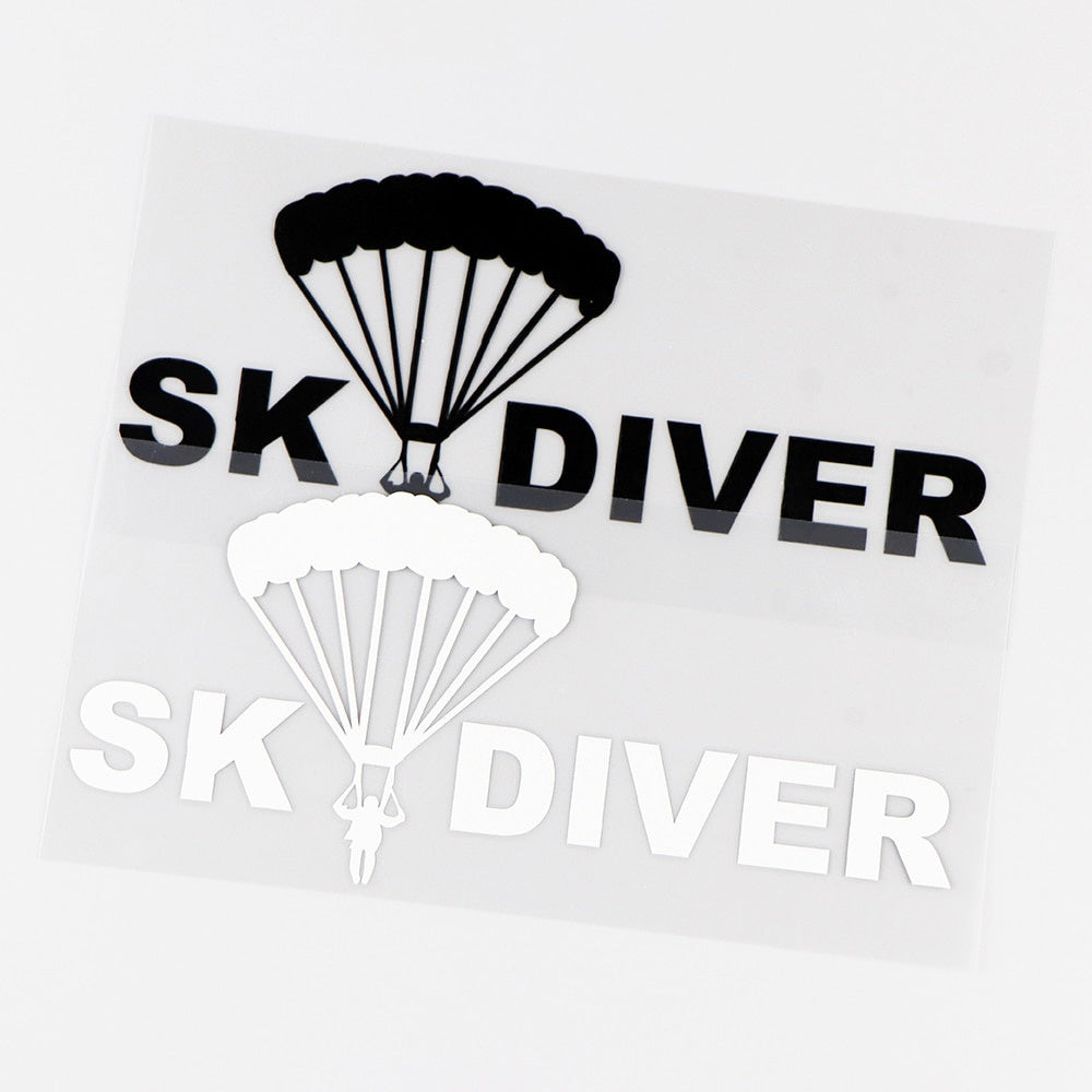 16.7X7.3CM Skydiver Funny Car Stickers Parachute Auto Glass Vinyl Decals Black / Silver 10A-0058