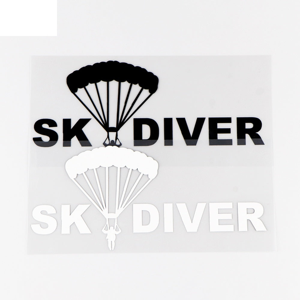 16.7X7.3CM Skydiver Funny Car Stickers Parachute Auto Glass Vinyl Decals Black / Silver 10A-0058