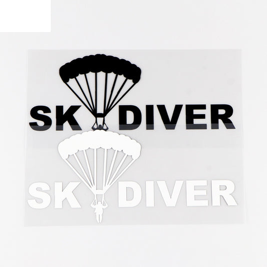 16.7X7.3CM Skydiver Funny Car Stickers Parachute Auto Glass Vinyl Decals Black / Silver 10A-0058