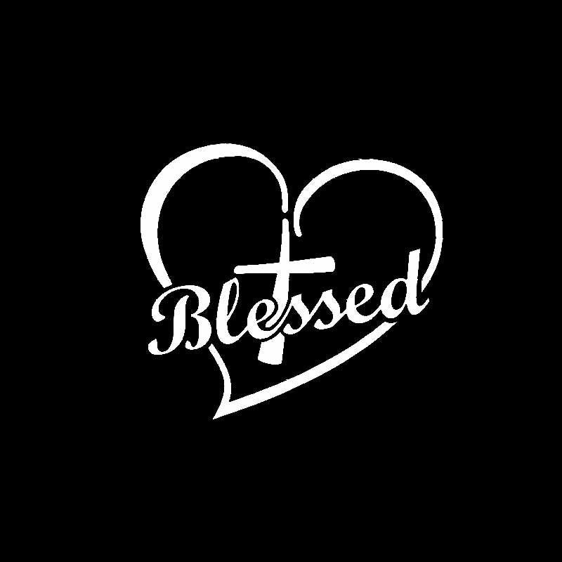 14.3CM*12.9CM Cross Heart Blessed Christian Decal Vinyl Car Sticker Black/Silver C3-1329