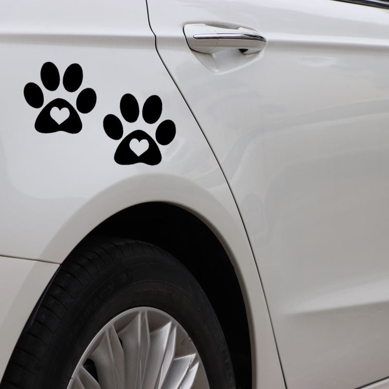 14.7X11.3CM Paw Print Car Stickers Heart Dog Cat Pet Puppy Vinyl Decal Window Decor Black/Silver C24-1479
