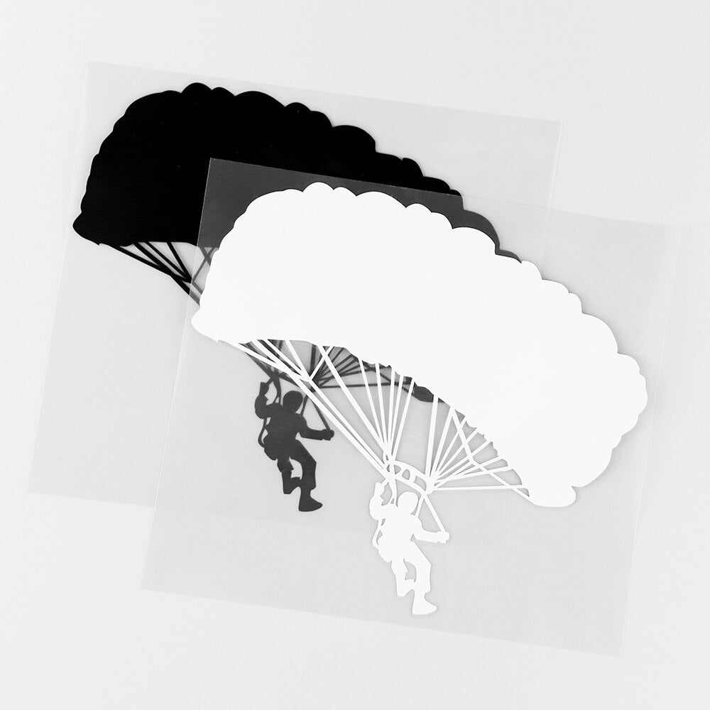 16X14.2CM Parachute Power paraglider Vinyl Decals Car Stickers Black / Silver 10A-0128