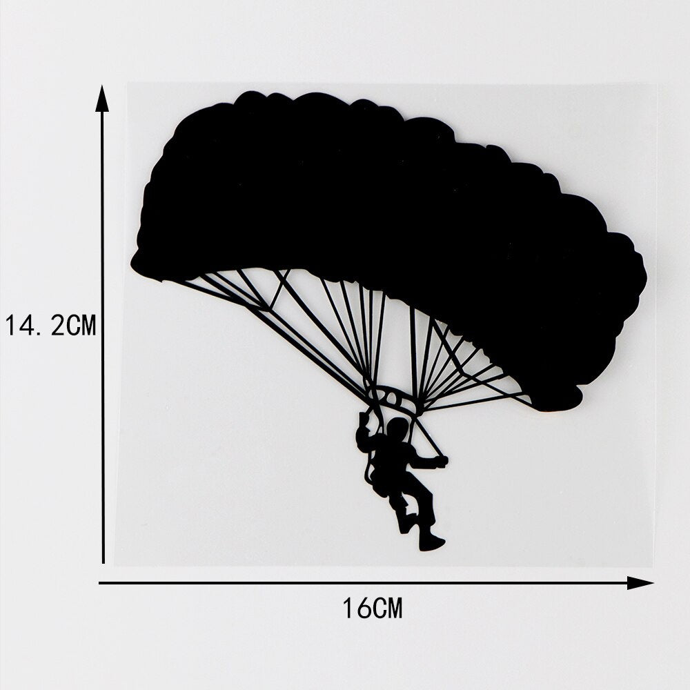 16X14.2CM Parachute Power paraglider Vinyl Decals Car Stickers Black / Silver 10A-0128