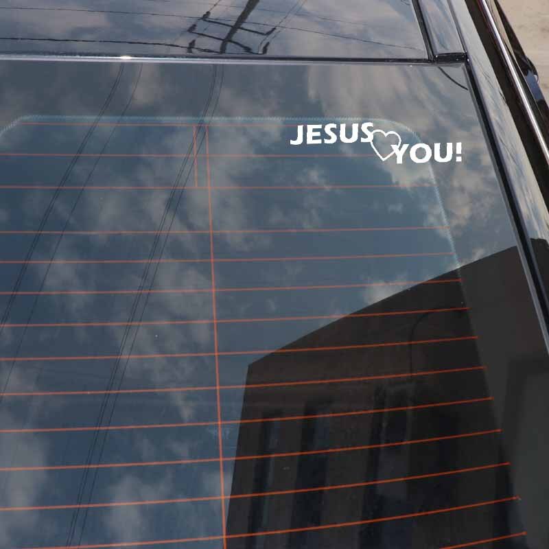 13.7CM*3.5CM Funny Car Sticker Vinyl Decal JESUS Love You Christianity Black/Silver C3-1264