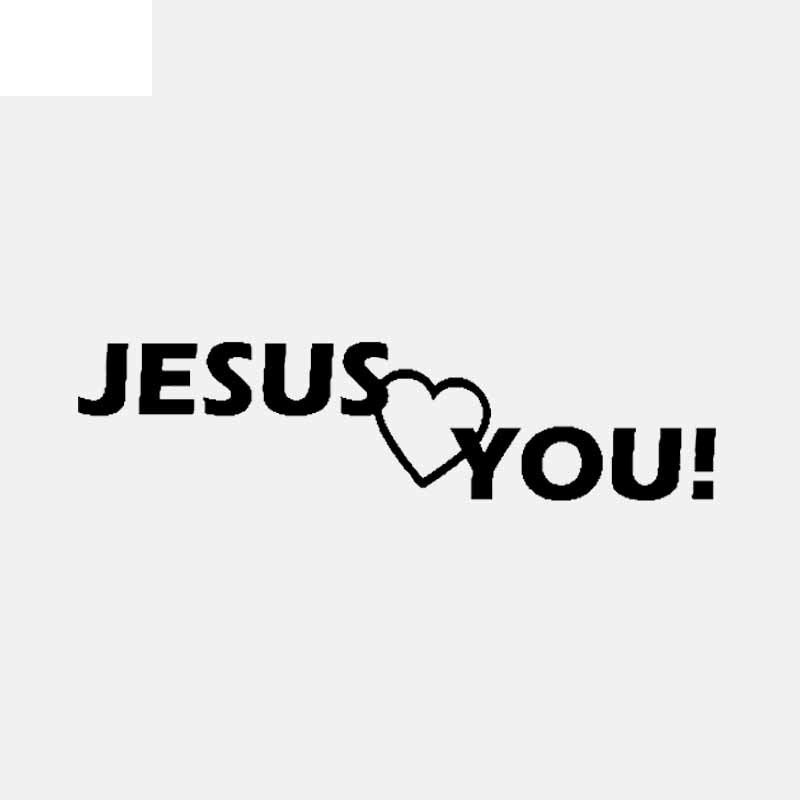 13.7CM*3.5CM Funny Car Sticker Vinyl Decal JESUS Love You Christianity Black/Silver C3-1264