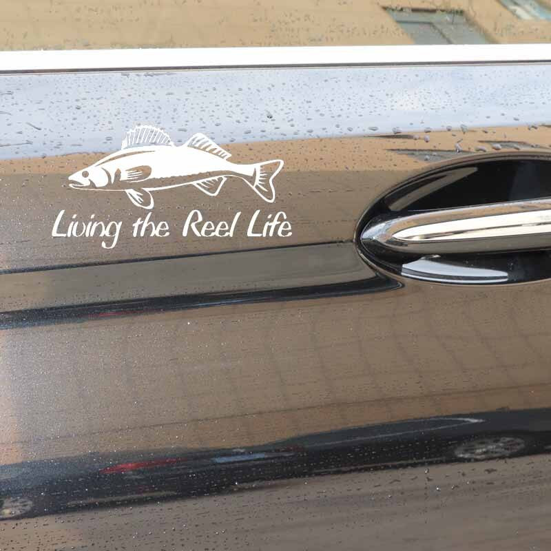 16.6CM*8.6CM Car Sticker living The Reel Life Trout Fishing Vinyl Funny Decal Black/Silver C24-0853