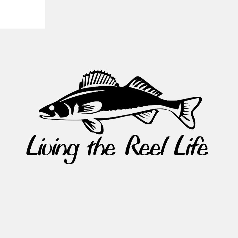 16.6CM*8.6CM Car Sticker living The Reel Life Trout Fishing Vinyl Funny Decal Black/Silver C24-0853