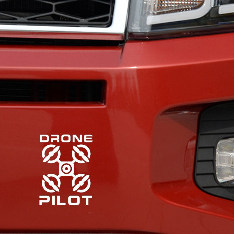 10.2CM*13.4CM Cartoon " DRONE PILOT " UAV Drone Car Sticker Vinyl Decal Black/Silver C3-0193