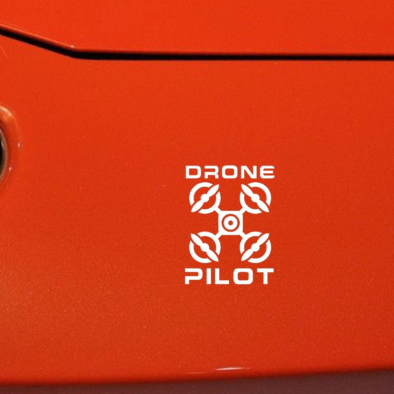 10.2CM*13.4CM Cartoon " DRONE PILOT " UAV Drone Car Sticker Vinyl Decal Black/Silver C3-0193