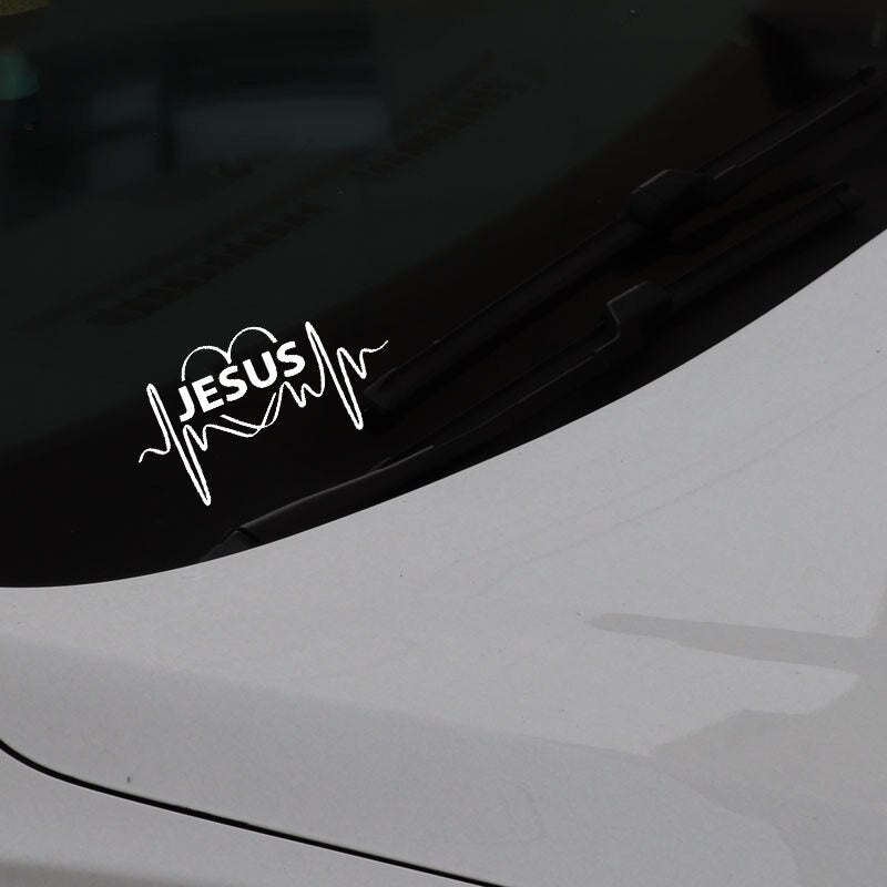 14.7CM*7.9CM Jesus Lifeline Heart Religious Car sticker Vinyl Decal Popular Christian Black/Silver C3-1383