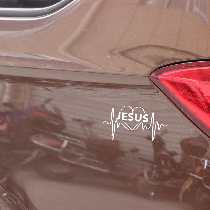 14.7CM*7.9CM Jesus Lifeline Heart Religious Car sticker Vinyl Decal Popular Christian Black/Silver C3-1383