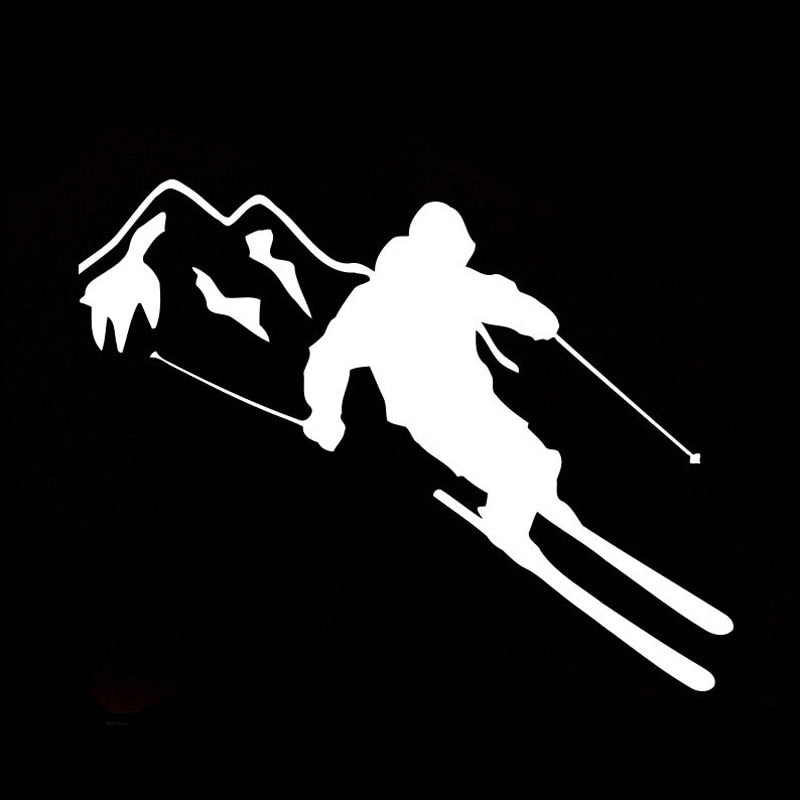 13.1CM*10.2CM Interesting Skiing Sports Silhouette Car Sticker Vinyl S9-0459