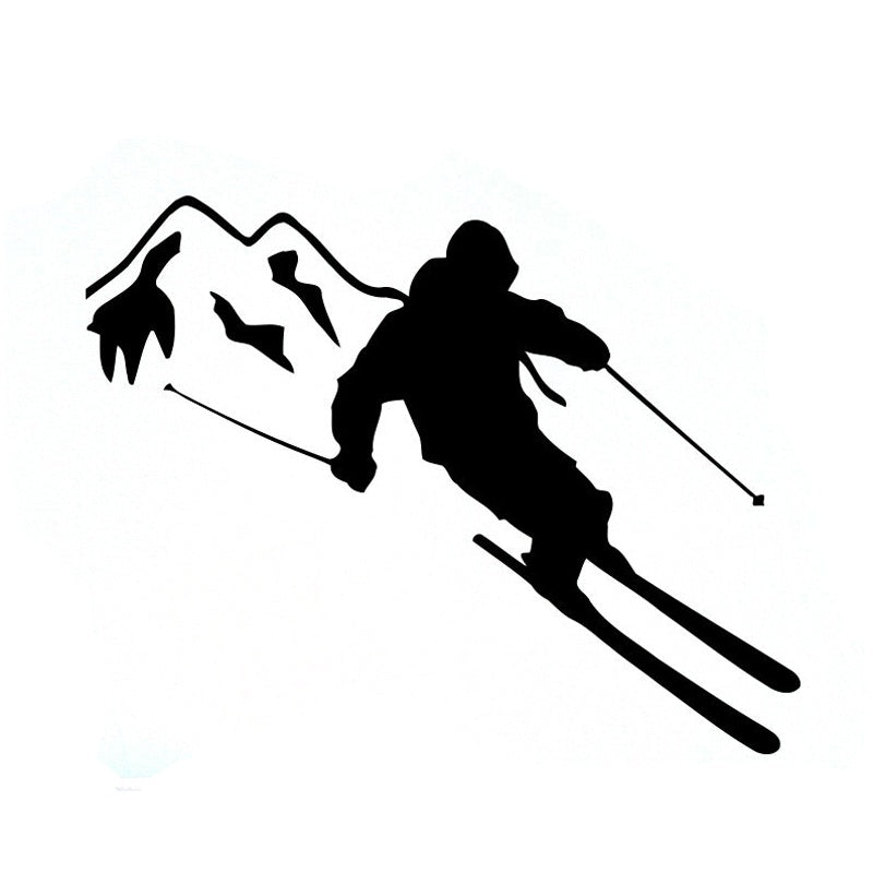 13.1CM*10.2CM Interesting Skiing Sports Silhouette Car Sticker Vinyl S9-0459