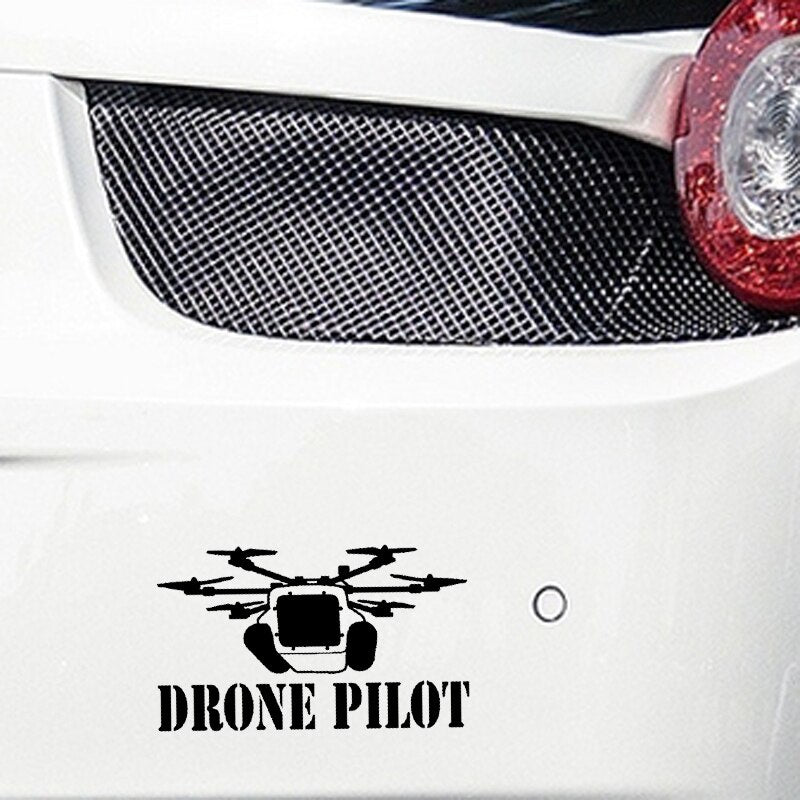 15.2CM*9CM " DRONE PILOT " UAV Drone Personality Car Sticker Vinyl Decal Black/Silver C3-0191