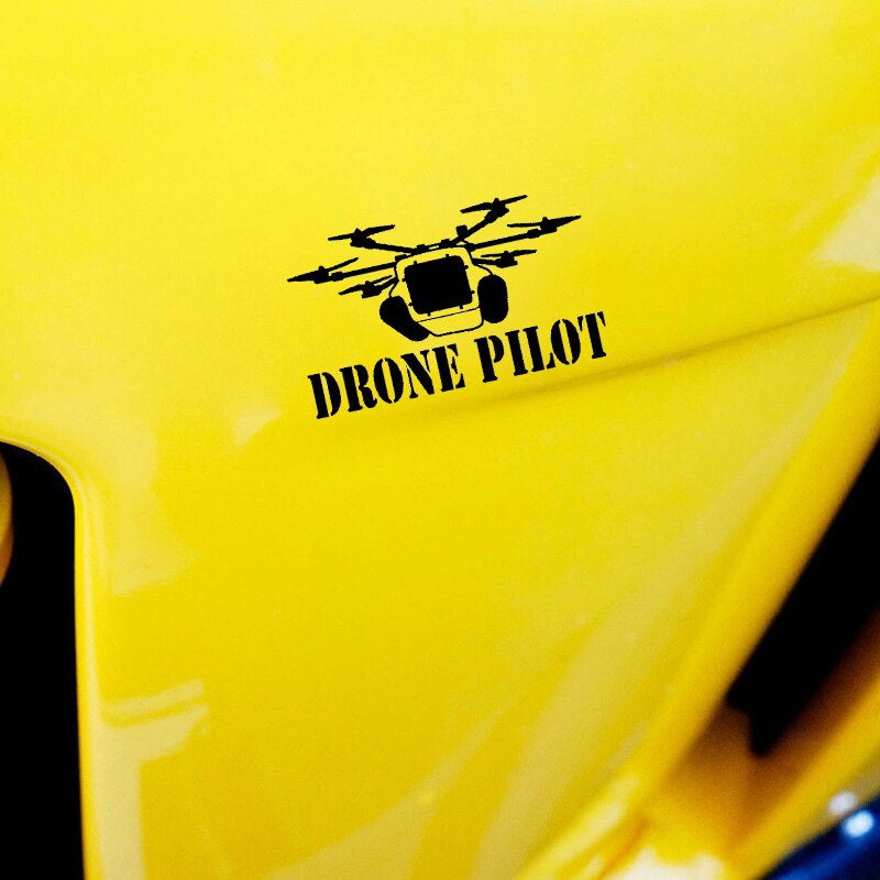 15.2CM*9CM " DRONE PILOT " UAV Drone Personality Car Sticker Vinyl Decal Black/Silver C3-0191