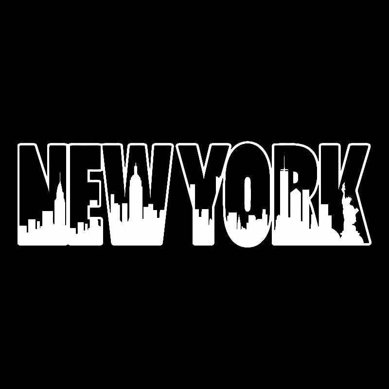 16CM*4.8CM NEW YORK Word Logo Skyline Building Skyscrapers Vinyl Decal Car Sticker Art Black/Silver C3-1818