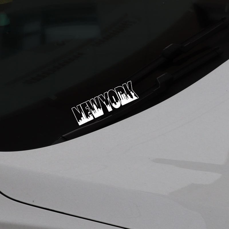 16CM*4.8CM NEW YORK Word Logo Skyline Building Skyscrapers Vinyl Decal Car Sticker Art Black/Silver C3-1818