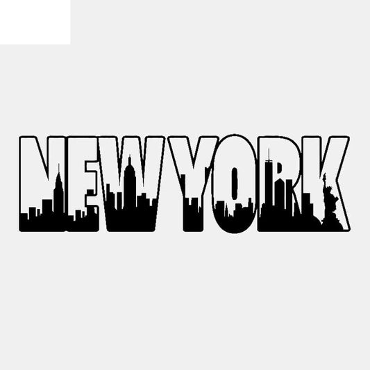 16CM*4.8CM NEW YORK Word Logo Skyline Building Skyscrapers Vinyl Decal Car Sticker Art Black/Silver C3-1818
