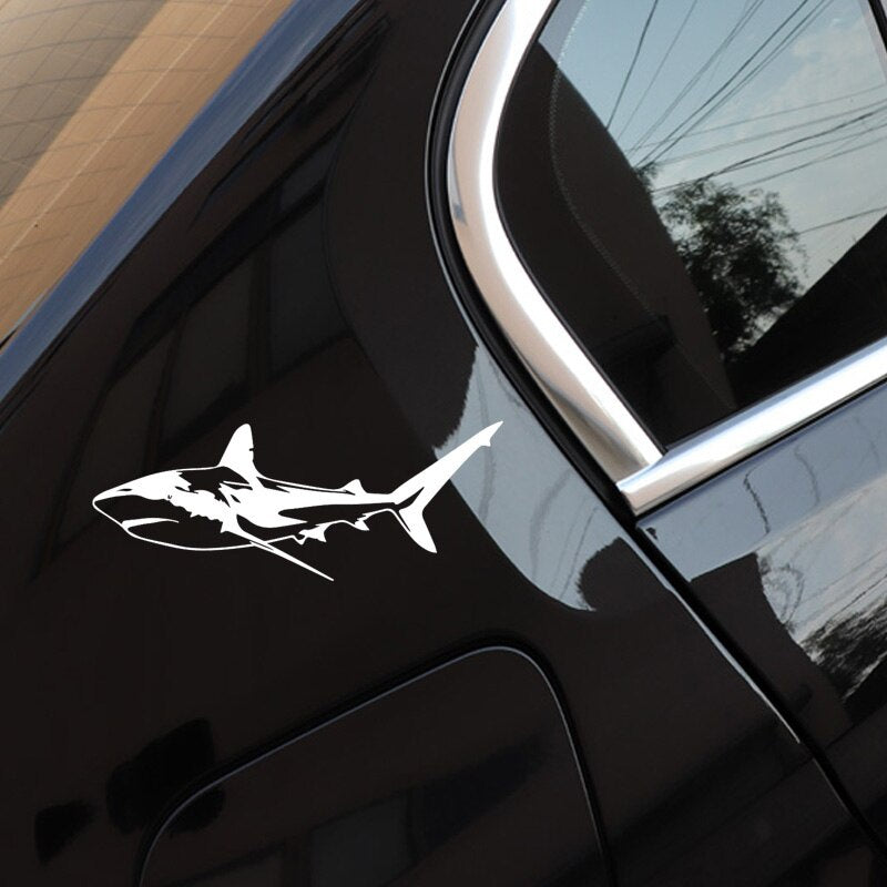 7CM*18.3CM Cool And Handsome Shark Car Decoration Sticker Vinyl Decal Black/Silver C30-0051