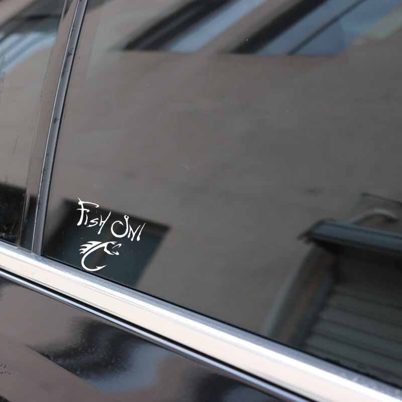 15.1CM*13.8CM Fish On With Fishing Hook Decal Bait Tackle Redfish Bass Vinyl Decal Car Sticker Black/Silver C24-0610