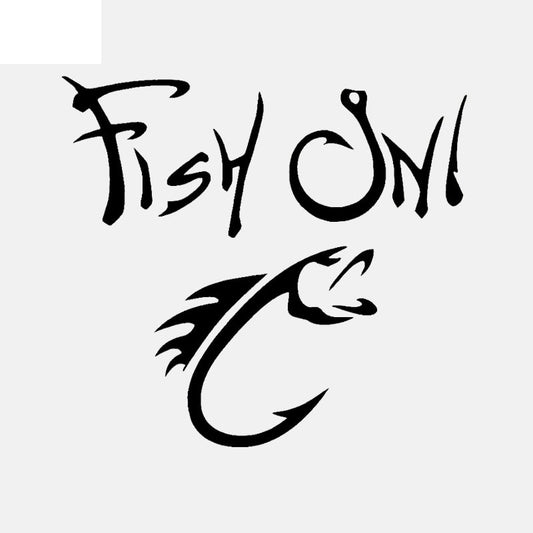 15.1CM*13.8CM Fish On With Fishing Hook Decal Bait Tackle Redfish Bass Vinyl Decal Car Sticker Black/Silver C24-0610