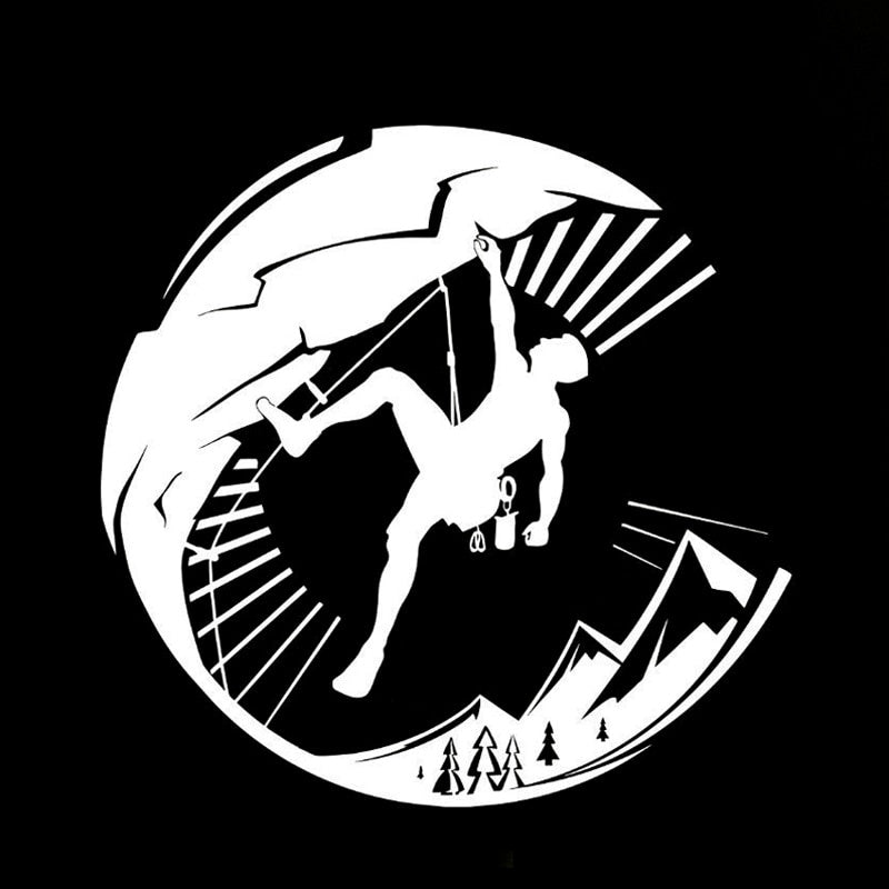 14.7CM*14.5CM Fashion Rock Climber Extreme Sports Car Sticker Vinyl Black/Silver S9-0385