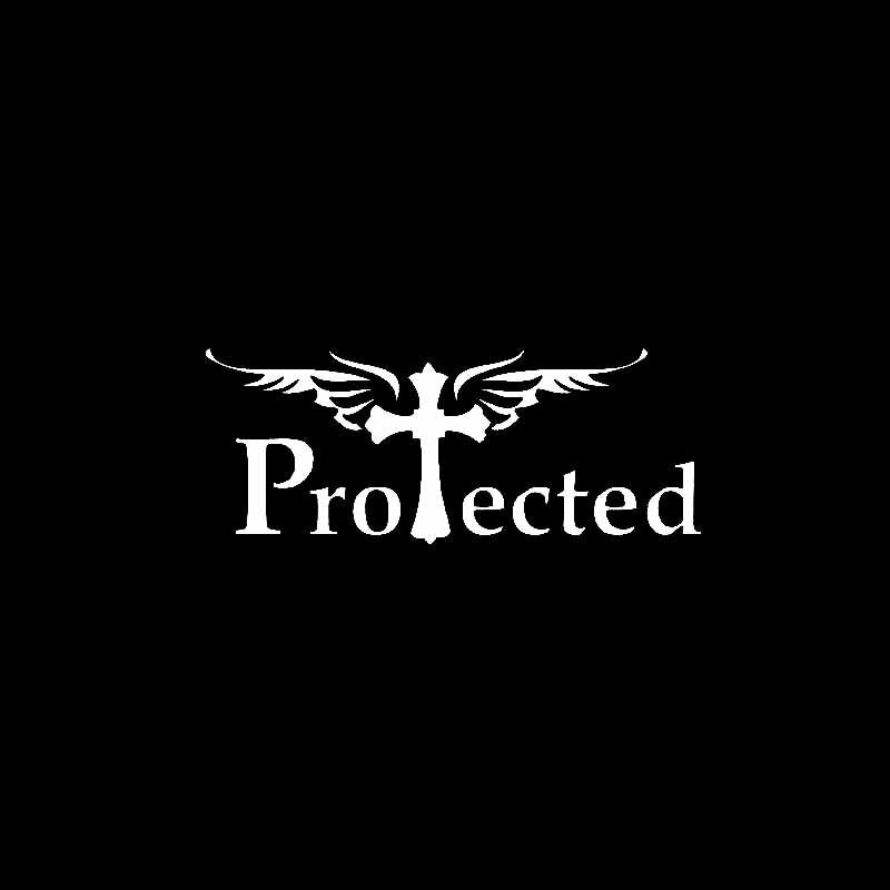 14.1CM*5.5CM Vinyl Decal Car Sticker Protected Christian Cross Black/Silver C3-1460