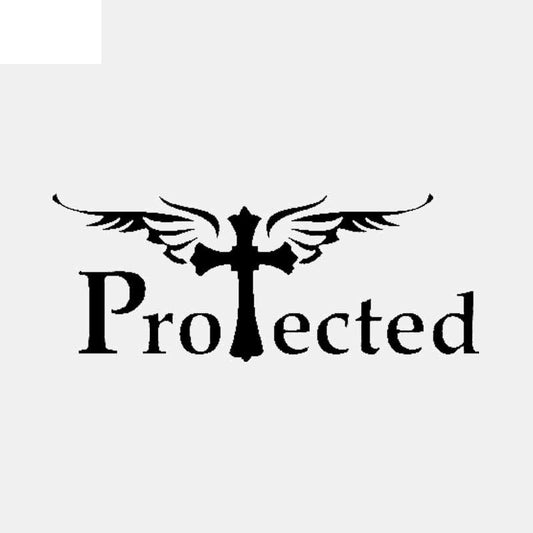 14.1CM*5.5CM Vinyl Decal Car Sticker Protected Christian Cross Black/Silver C3-1460