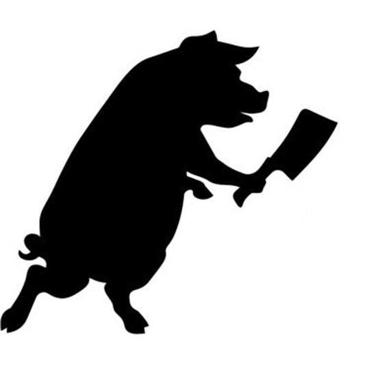 14.4X13CM PIG WITH BUTCHER KNIFE Fun Vinyl Car Sticker Motorcycle Decal Black Silver S6-2382