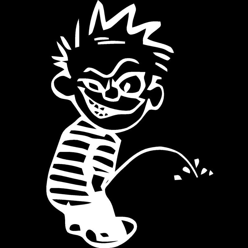 9.5cm*14.1cm Boy Crazy Peeing Funny Vinyl Decals Car Stickers Black/Silver Accessories S6-3308