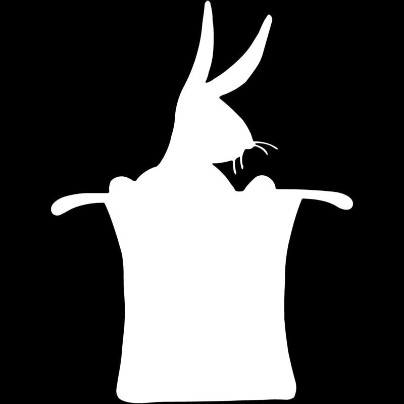 9.9cm*13.2cm Rabbit Hat Magic Magician Decal Interesting Car-styling Car Sticker Black/Silver S6-3494