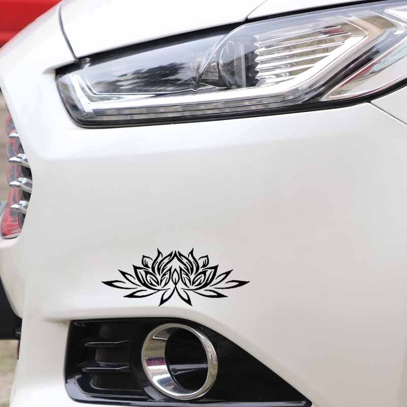 16CM*6.3CM Creative Design Car Sticker Vinyl Decal Blooming Lotus Black/Silver C23-0416