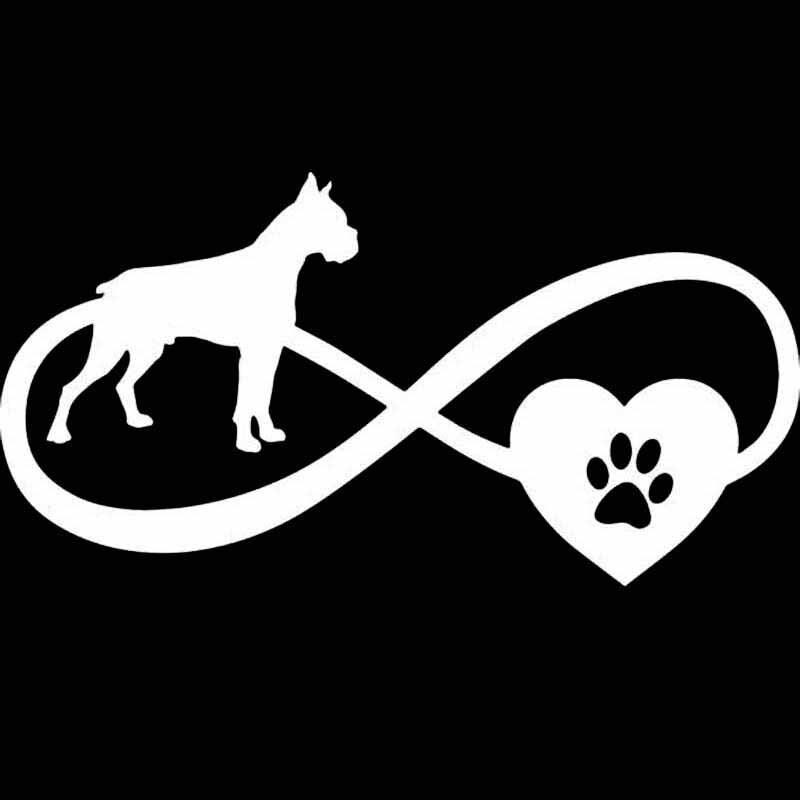 17.7X9.2CM Car Sticker Boxer Dog Love Heart Pet Vinyl Decal Window Bumper Black/Silver C24-1175