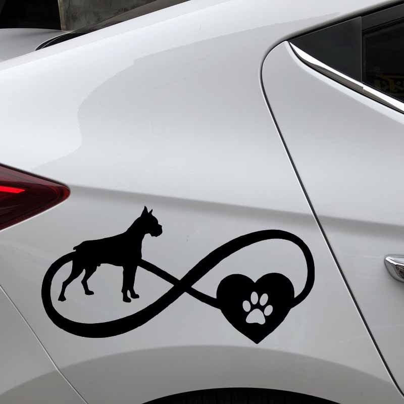 17.7X9.2CM Car Sticker Boxer Dog Love Heart Pet Vinyl Decal Window Bumper Black/Silver C24-1175