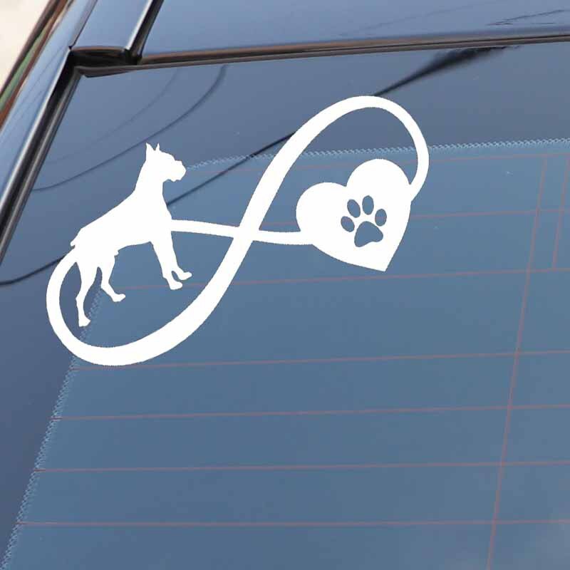 17.7X9.2CM Car Sticker Boxer Dog Love Heart Pet Vinyl Decal Window Bumper Black/Silver C24-1175
