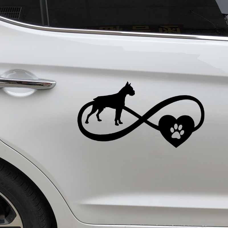 17.7X9.2CM Car Sticker Boxer Dog Love Heart Pet Vinyl Decal Window Bumper Black/Silver C24-1175