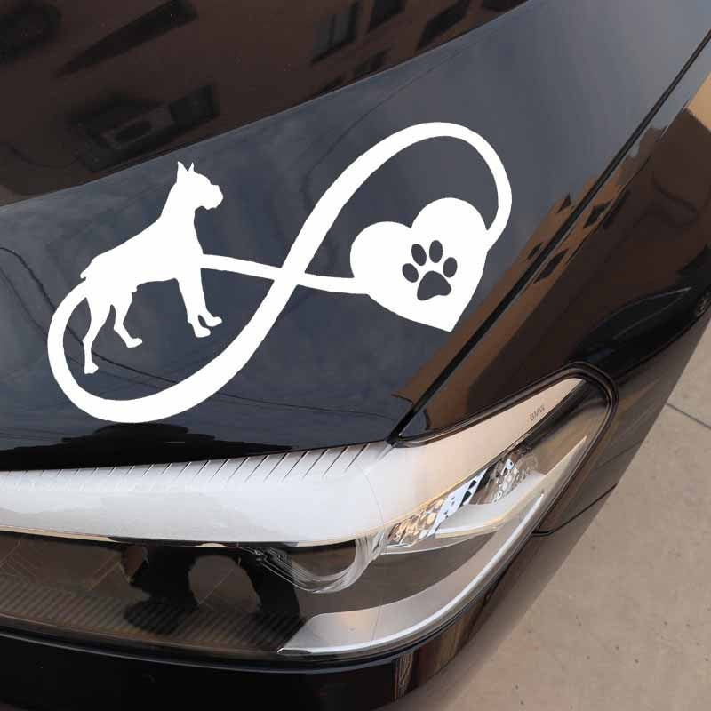 17.7X9.2CM Car Sticker Boxer Dog Love Heart Pet Vinyl Decal Window Bumper Black/Silver C24-1175
