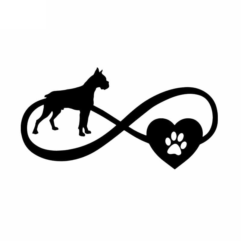 17.7X9.2CM Car Sticker Boxer Dog Love Heart Pet Vinyl Decal Window Bumper Black/Silver C24-1175