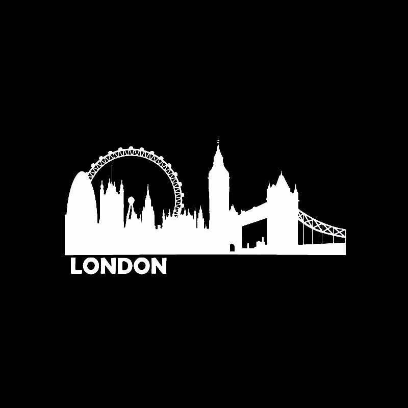 18.9CM*9.2CM London Eye City Big Ben Clock Bridge Building Vinyl Car Sticker Decal Black/Silver C3-1096