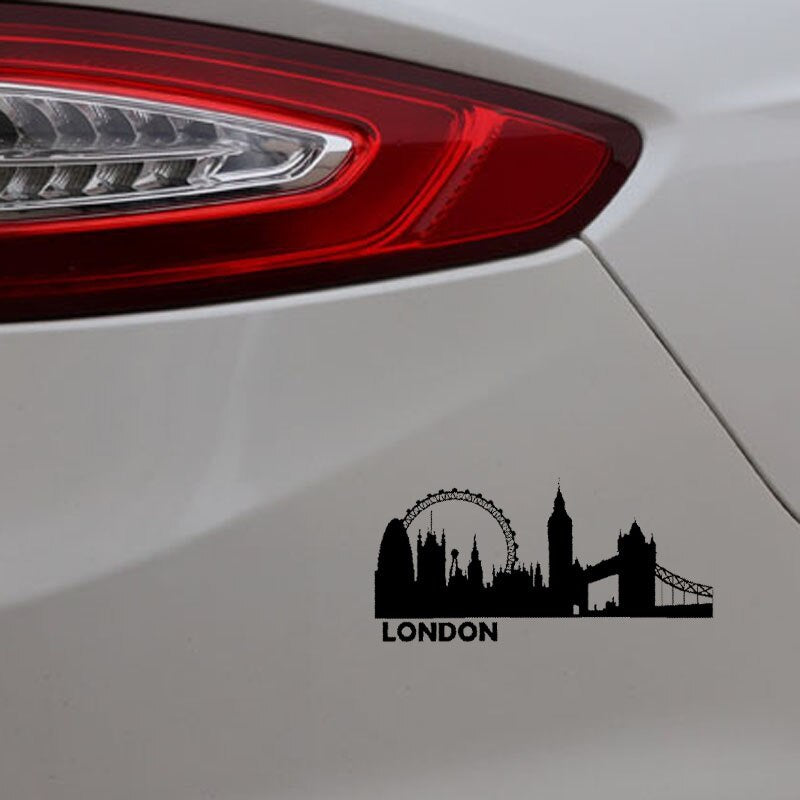 18.9CM*9.2CM London Eye City Big Ben Clock Bridge Building Vinyl Car Sticker Decal Black/Silver C3-1096