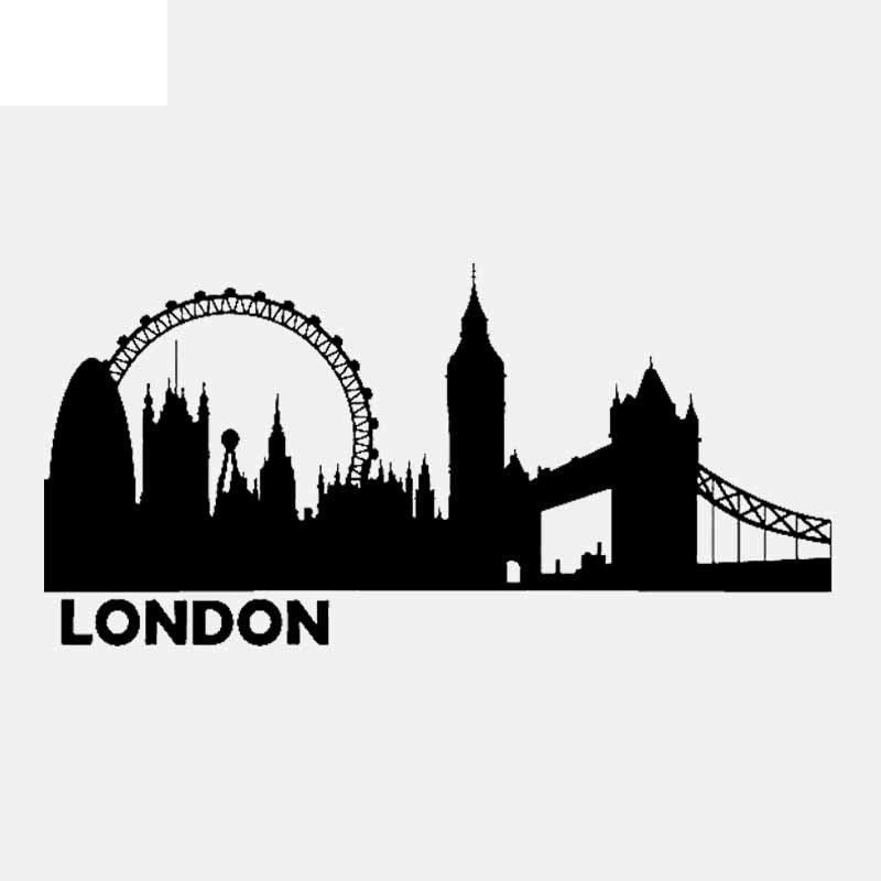 18.9CM*9.2CM London Eye City Big Ben Clock Bridge Building Vinyl Car Sticker Decal Black/Silver C3-1096
