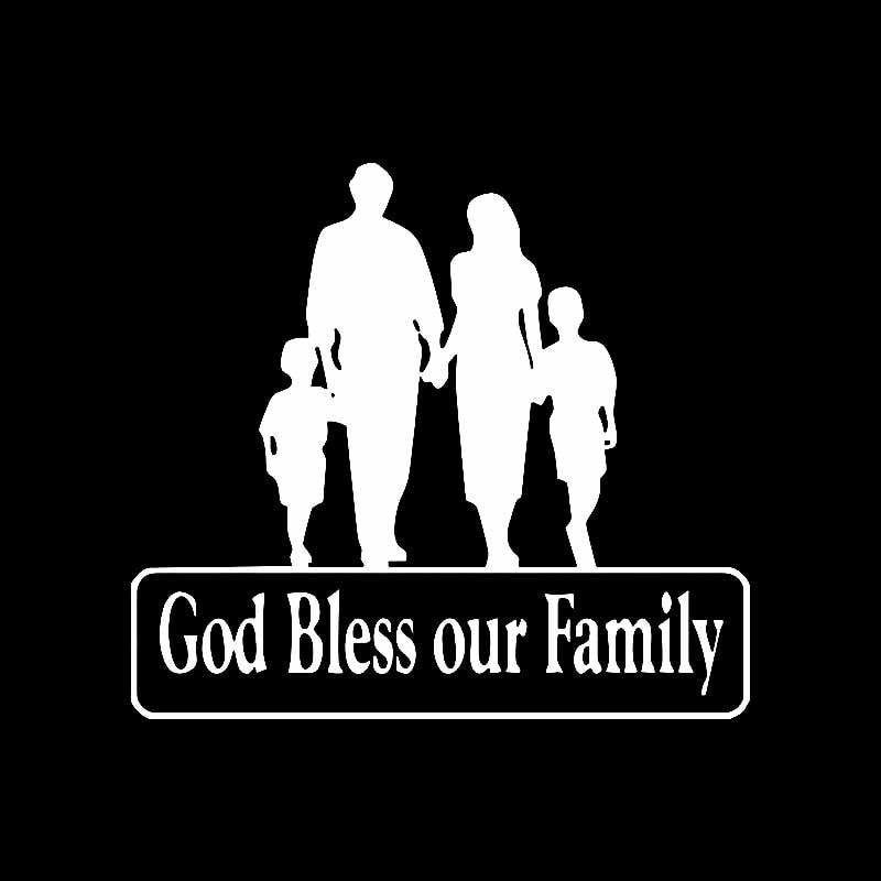 15CM*13.5CM God Bless Our Family For Car Sticker Truck Window Vinyl Decal Black/Silver C3-2161