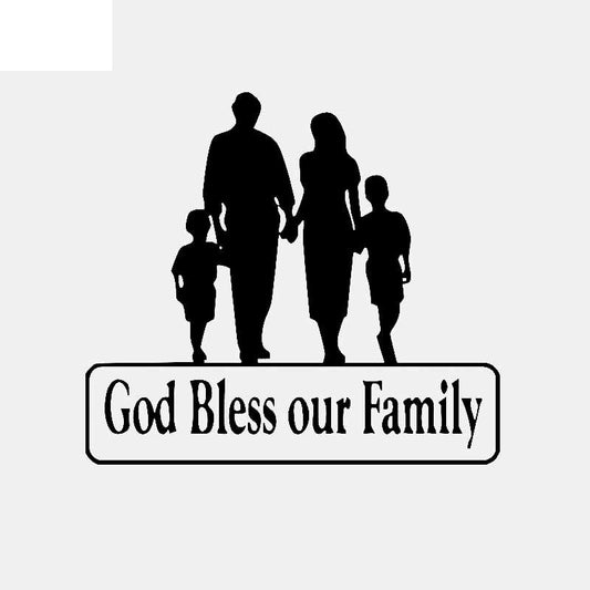15CM*13.5CM God Bless Our Family For Car Sticker Truck Window Vinyl Decal Black/Silver C3-2161